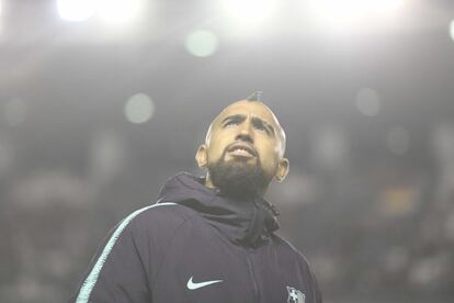 Arturo Vidal, antes del partido.