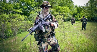 La Milicia de Michigan durante un entrenamiento.