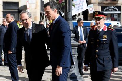 Pedro Sánchez y Quim Torra se han reunido este jueves en el Palau de la Generalitat de Barcelona durante hora y media.