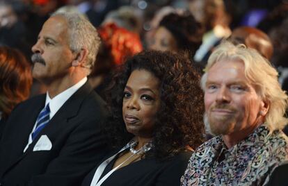 De izquierda a derecha, Stedman Graham, Oprah Winfrey and Richard Branson. 