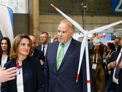 La ministra Ribera, junto al Ceo de Iberdrola España, Mario Ruiz-Tagle, en la apertura del WindEurope.