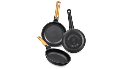 Lot of non-stick pans.