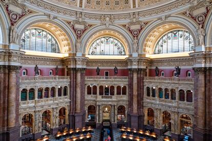 Interior de la sala principal de lectura de la Biblioteca del Congreso, el 27 de agosto de 2024, en Washington D.C.