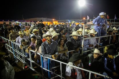 Asistentes miran el torneo de caballos bailadores.