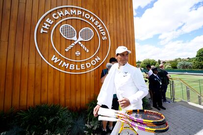 Nadal, tras el entrenamiento de este domingo en las instalaciones del All England Lawn Tennis & Croquet Club.