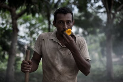 Agricultor em área de acampamento dos sem-terra.