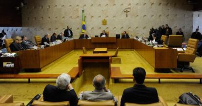 The courtroom during the so-called &quot;mensalao&quot; trial.