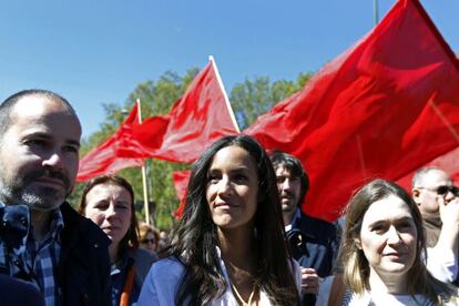 La portavoz de Ciudadanos en el Ayuntamiento de Madrid, Begoña Villacís, en la manifestación en Madrid del 1 de mayo