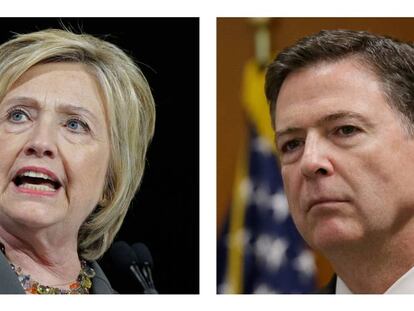 Hillary Clinton e o diretor do FBI, James Comey.