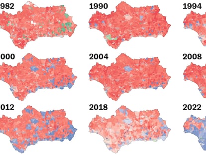 Mapa | Así han votado los andaluces desde 1982, municipio a municipio