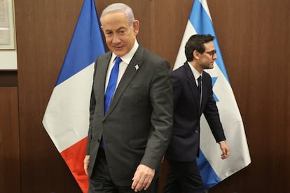 Benjamin Netanyahu and Stephane Sejourne