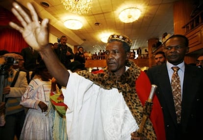 Afro-Bolivian King Julio Pinedo greets his followers.