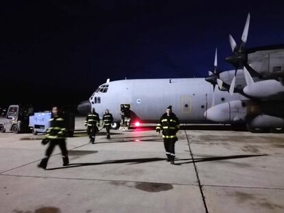 Uns 80 efectius de la Unitat Militar d'Emergències han arribat a la base aèria de Son Sant Joan a bord d'un Hèrcules per ajudar en les inundacions que han afectat la zona de Sant Llorenç.
