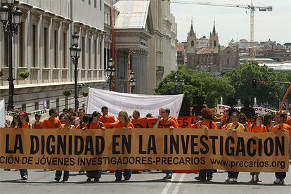 Manifestación de los jóvenes investigadores en Madrid.