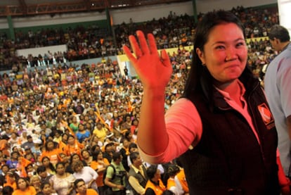 Keiko Fujimori, durante un acto de campaña en Lima.