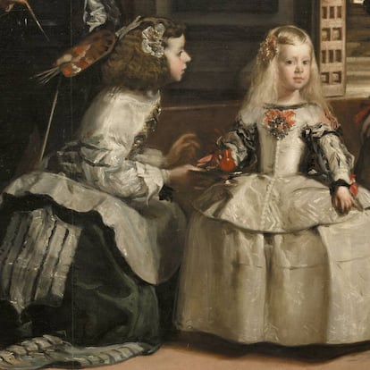 Detalle de Mar&iacute;a Agustina Sarmiento y la princesa Margarita de &#039;Las meninas&#039;, obra maestra de Vel&aacute;zquez que se exhibe en el Museo del Prado.