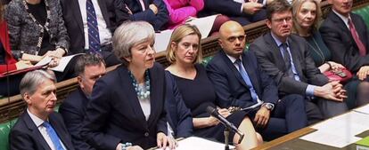 La primera ministra británica, Theresa May, en el Parlamento.