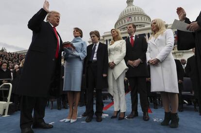 Donald Trump y su familia, el día de la investidura, el 20 de enero.