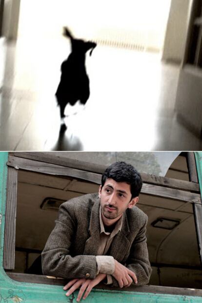 Arriba, fotograma de <i>Color perro que huye,</i> de Andrés Duque. A la izquierda, imagen de <i>Chantrapas,</i> 
de Otar Iosseliani.