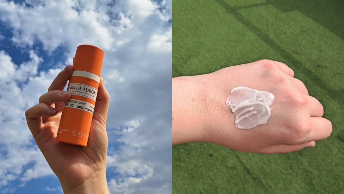 Prueba de textura del protector solar facial de Bella Aurora.