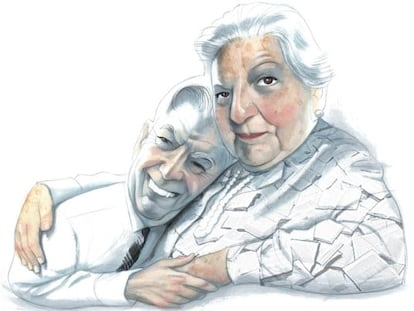 Carmen Balcells y Mario Vargas Llosa.