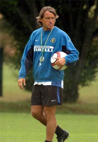 Roberto Mancini, durante un entrenamiento.