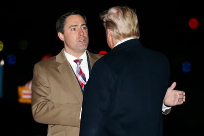 President Donald Trump greets Ohio Secretary of State Frank LaRose