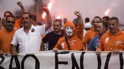 Protesta de los estibadores del Puerto de Bilbao.