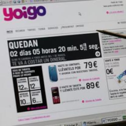 Pantallazo de la web de Yoigo