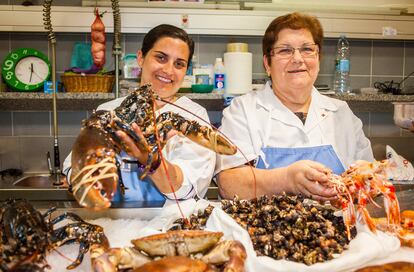 Mariscos y pescados en el Mercado de la Plaza de Lugo en A Coruña. 