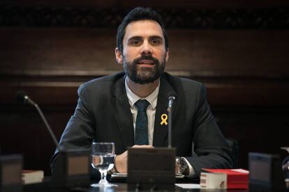 El presidente del Parlament, Roger Torrent, de ERC, una de las fuerzas nacionalistas de Catalu&ntilde;a.