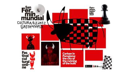 Cartel anunciador de la presencia de Carlsen en Pamplona