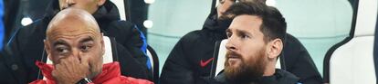 Messi, en el banquillo.