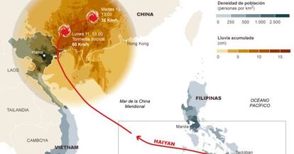 El supertifón ha pasado por Filipinas con velocidades de 120 km/h.