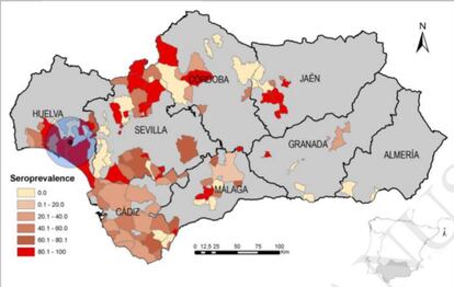 Mapa de la prevalencia de gripe equina.