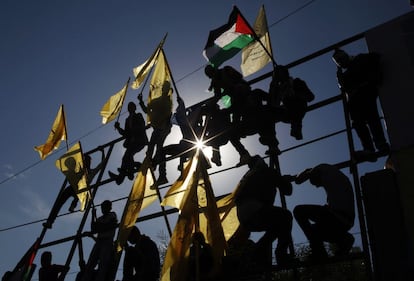 Palestinos toman parte en Gaza de una de las muestras de apoyo al voto en la ONU.