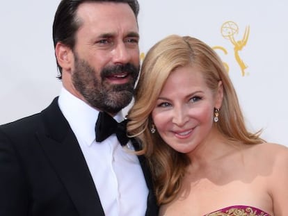 Jon Hamm y su exmujer Jennifer Westfeldt en los Emmy.