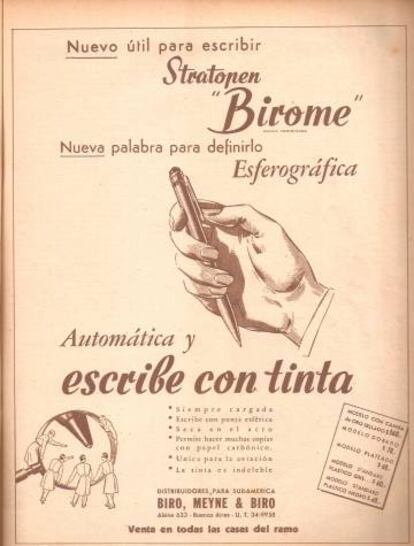Publicidad antigua de bolígrafos.