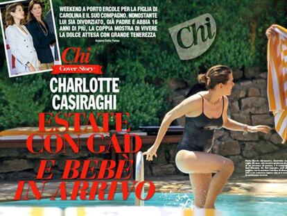 Carlota Casiraghi, embarazada y en ba&ntilde;ador, junto a su novio.