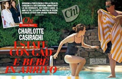 Carlota Casiraghi, embarazada y en ba&ntilde;ador, junto a su novio.