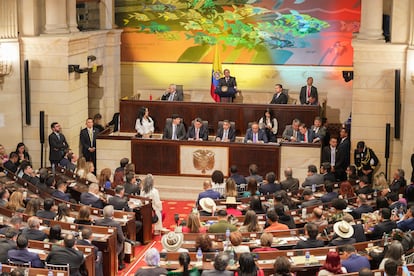 Gustavo Petro habla durante la instalación del Congreso