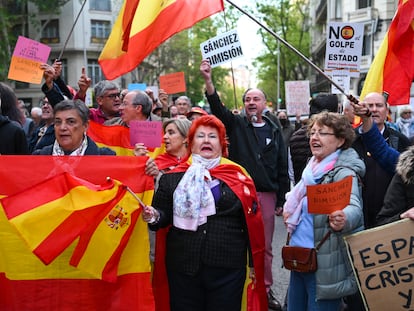 Manifestación en Madrid contra el presidente del Gobierno, Pedro Sánchez.