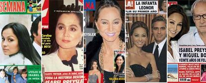 Distintas portadas de revistas del corazón en las que se muestra la evolución de la imagen de Isabel Preysler al cabo de los años.