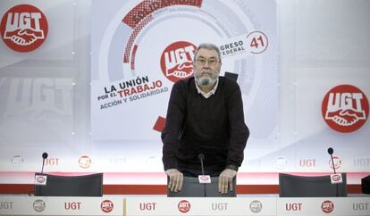 C&aacute;ndido M&eacute;ndez, secretario general del sindicato UGT, en la sede del sindicato