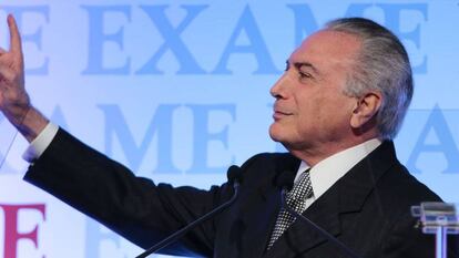 Michel Temer em f&oacute;rum empresarial em S&atilde;o Paulo.