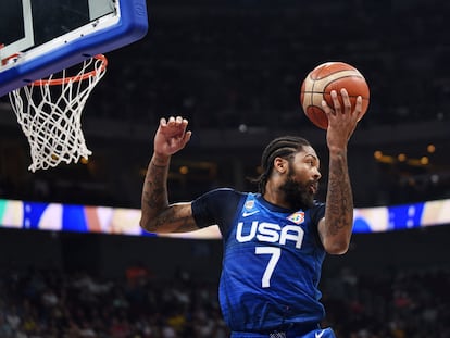 Brandon Ingram de los EE.UU. durante el partido de cuartos de final de la Copa Mundial FIBA ​​2023 de Italia contra Estados Unidos en el Mall of Asia Arena, Manila, Filipinas.