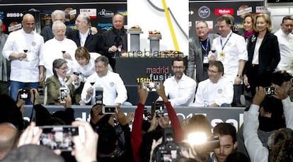Acto de inauguración de la XV edición de Madrid Fusión, con la presencia de los cocineros Ángel León, Arzak, Subijana, Joan Roca, Quique Dacosta, Aduritz y Berasategui.