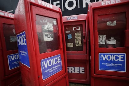 Las cajas rojas de las que se pod&iacute;a coger gratu&iacute;tamente &#039;The Village Voice&#039;.