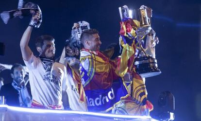 Jugadores del Real Madrid celebran el triunfo de la Copa del Rey.
