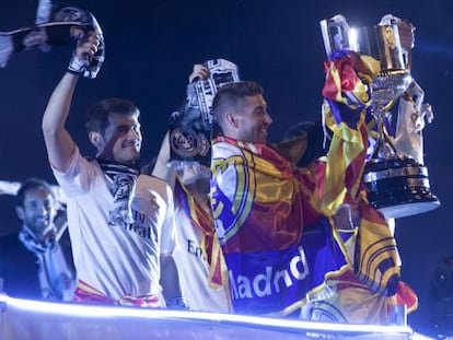 Jugadores del Real Madrid celebran el triunfo de la Copa del Rey.